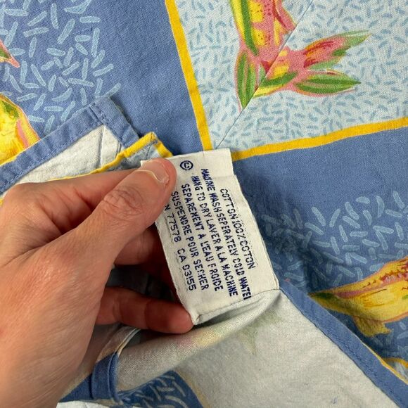 Vtg April Cornell Pike River Fish Print Blue Tablecloth 67X70 Cottagecore - Picture 4 of 9